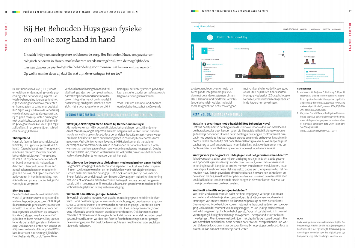 Bij Het Behouden Huys gaan fysieke en online zorg hand in hand